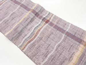 手織り紬抽象波模様織出し名古屋帯